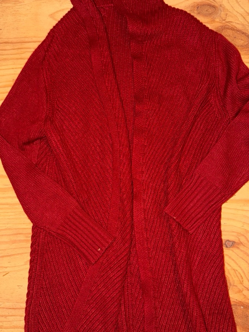 Cozy Open-Front Red Women's Sweater Cardigan